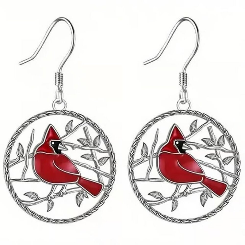 Silver CARDINAL Dangle Earrings